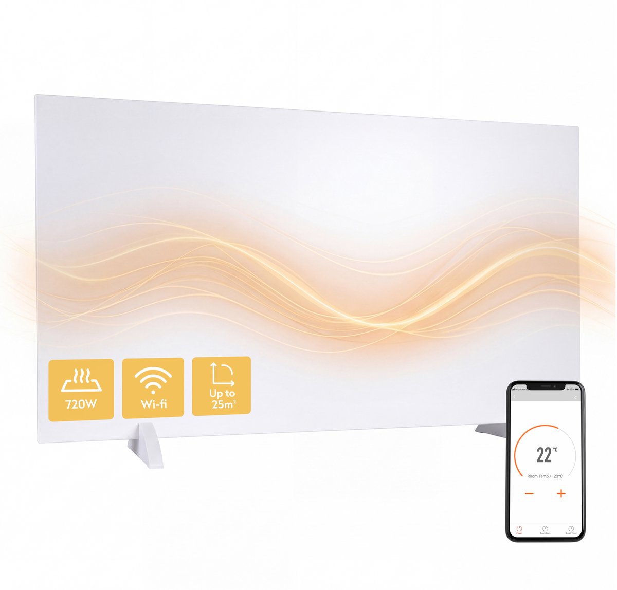 Bol.com Silvergear Infrarood Verwarmingspaneel Premium - Elektrische Verwarming met App - WIFI - 720W - Wit aanbieding