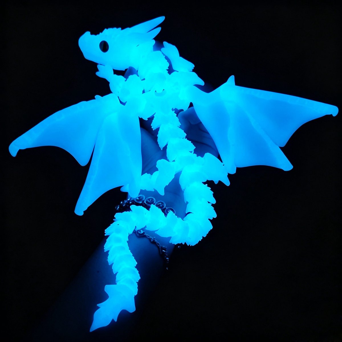 Namajunas-Neon Blauw-Lichtgevend-3D Geprinte Draak 25cm met Vleugels-Dinosaurus Speelgoed-Beweegbare Gewrichten-Ornamenten-Versiering Verjaardag-Geschenkset Mannen-Verjaardagscadeau Man-Stressverlichtend-Woondecoratie Woonkamer-Desktop-Cadeau-Premium