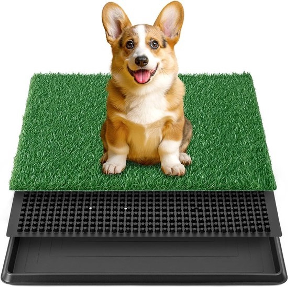 Kunstgras voor hondentoilet - Hondenplasmat - Voor zindelijkheidstraining - Voor kleine honden - 50x60cm - Zwart