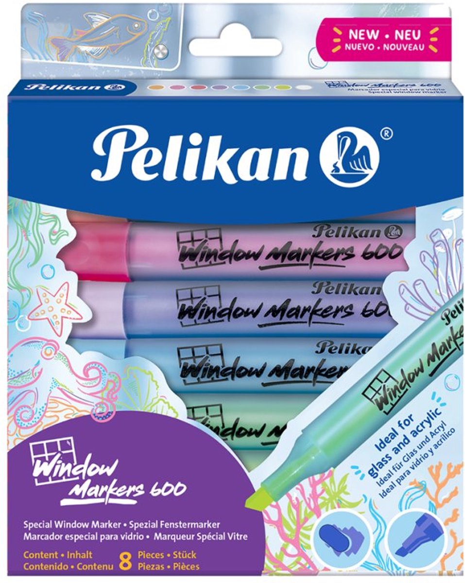 PELIKAN Window Marker 600, 8 kleuren geass.