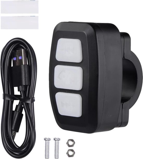 Draadloze mediaknop - Stuur voor afstandsbediening - Muziekbediening - Bluetooth 4.0-verbinding - 10 x 5 x 3 cm - Zwart — afbeelding 2