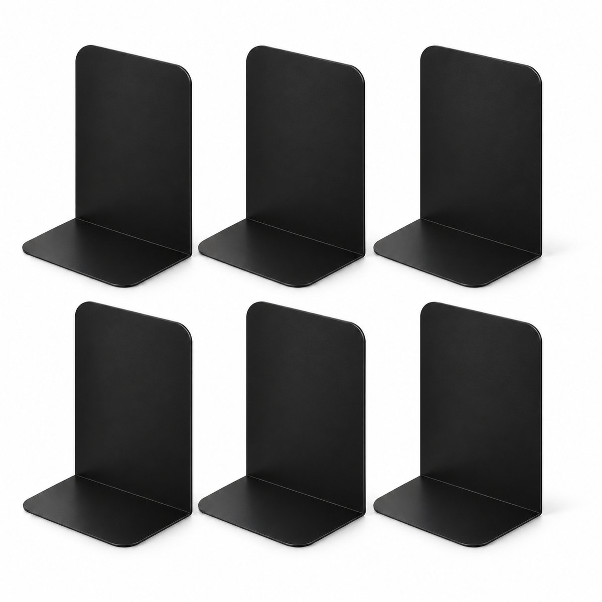 Hauskraft - Boekensteun Set - 6 Metalen Boekensteunen - 19,5 cm - Zwart