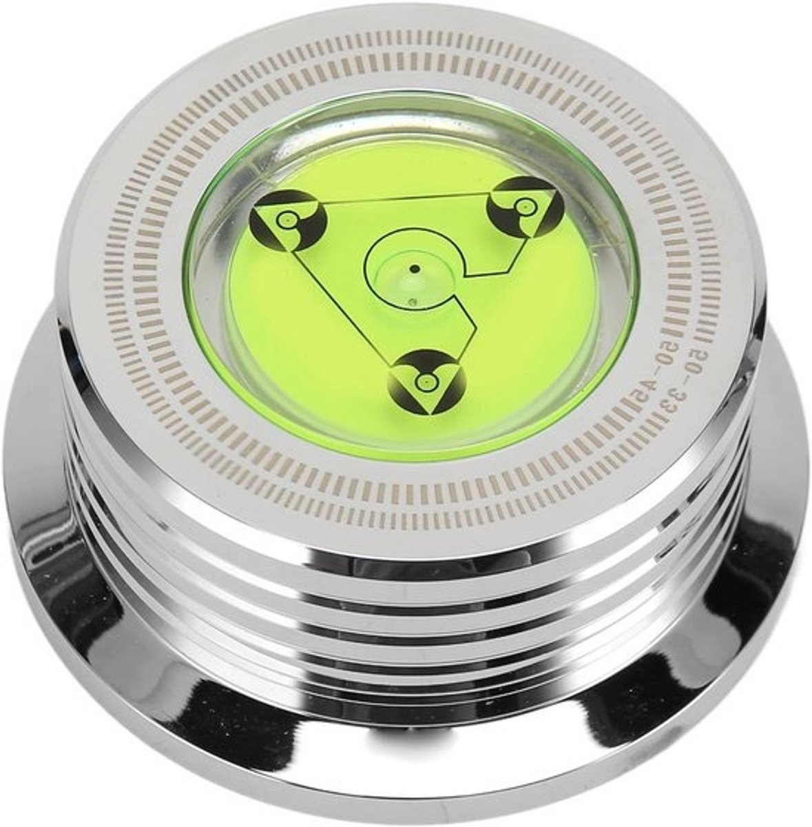 Stabilisator voor platenspelers - Gewichtsklem - Geluidsverbetering - Ingebouwde waterpas - 76 mm diameter - Zilver