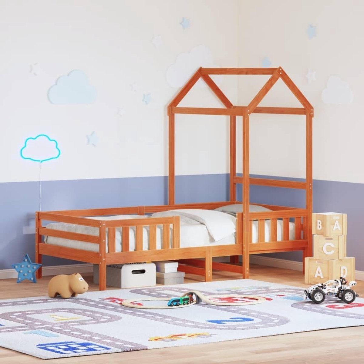 Grenenhout Huisje model 100x200 cm Wasbruin
