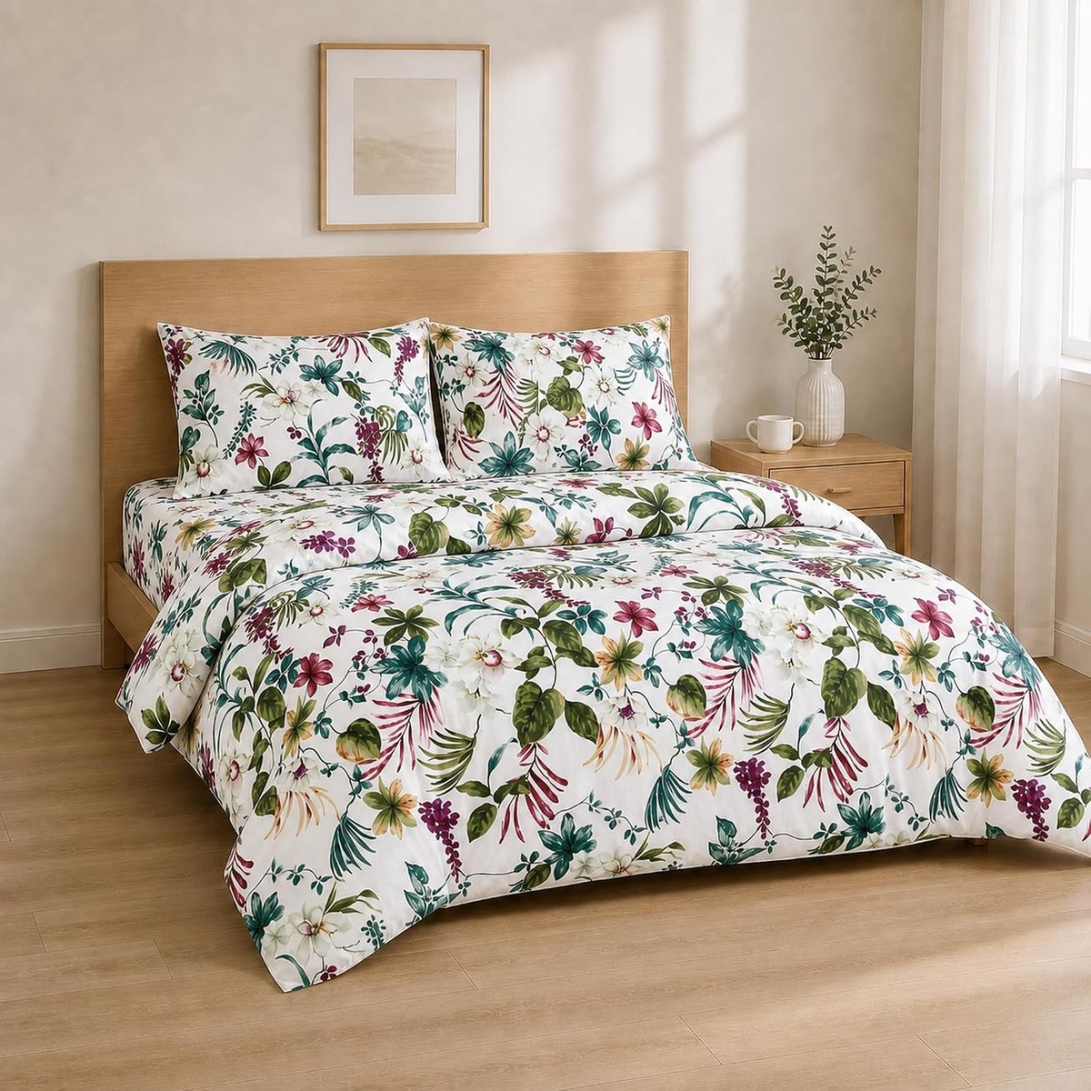 Lakenset 140x200+30 / 220x280 + 50x80 2PCS, Tropische Bloemen
