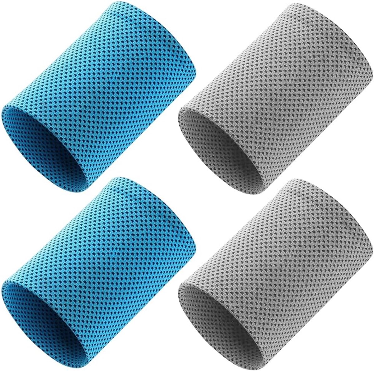2 Paar Cooling Polsbandjes Ademend Pols Zweetbandjes Blauw