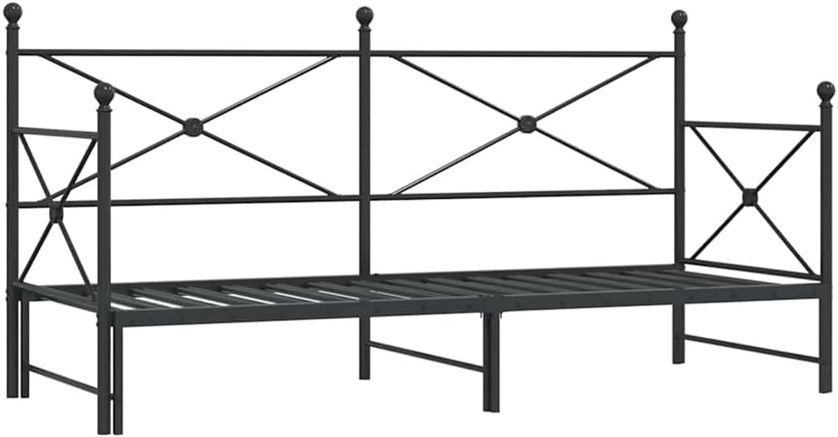 Diwan met nest, zonder matras, zwart, 75 x 190 cm, staal