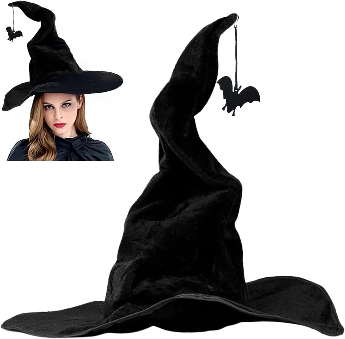 Halloween-kostuumaccessoires voor dames, Halloween-hoed, heksenhoed voor dames, heksenhoed voor volwassenen, voor carnaval, cosplay