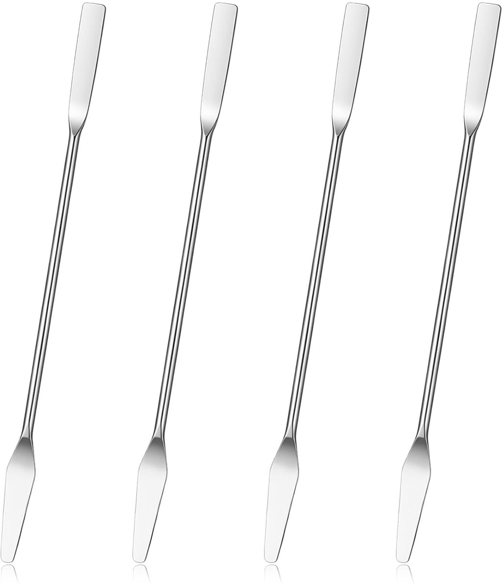 Double Spatula, 4 Pcs Stainless Steel Laboratory Spatulas, Spatula Cosmetics with Angular and Round Tip, Double Head - ShopVlot