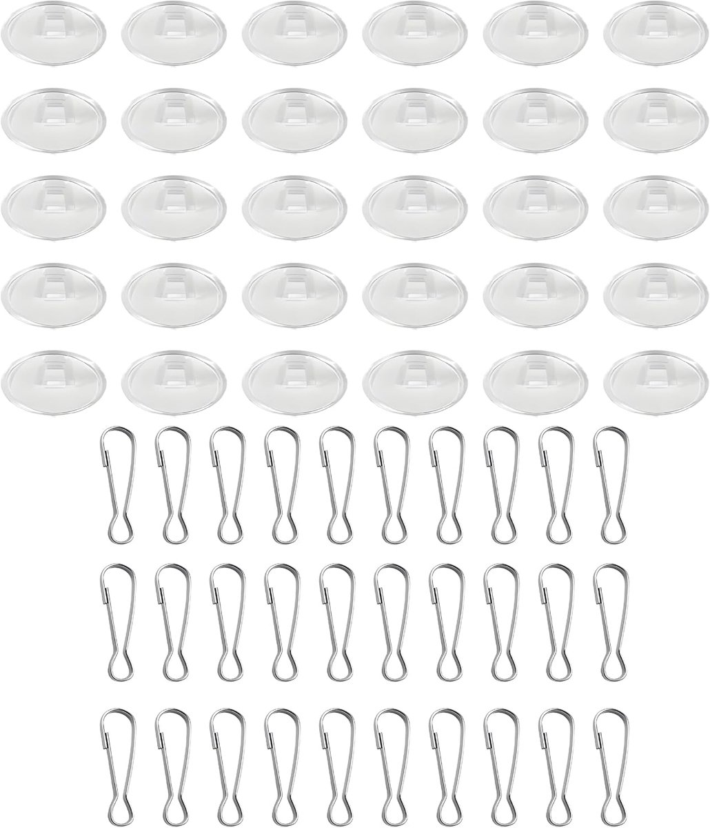 30 stuks plafondhaken, zelfklevend, transparant, met 30 clips, zelfklevende knopen, zonder boren, voor keuken, badkamer, muur, deur, plafond