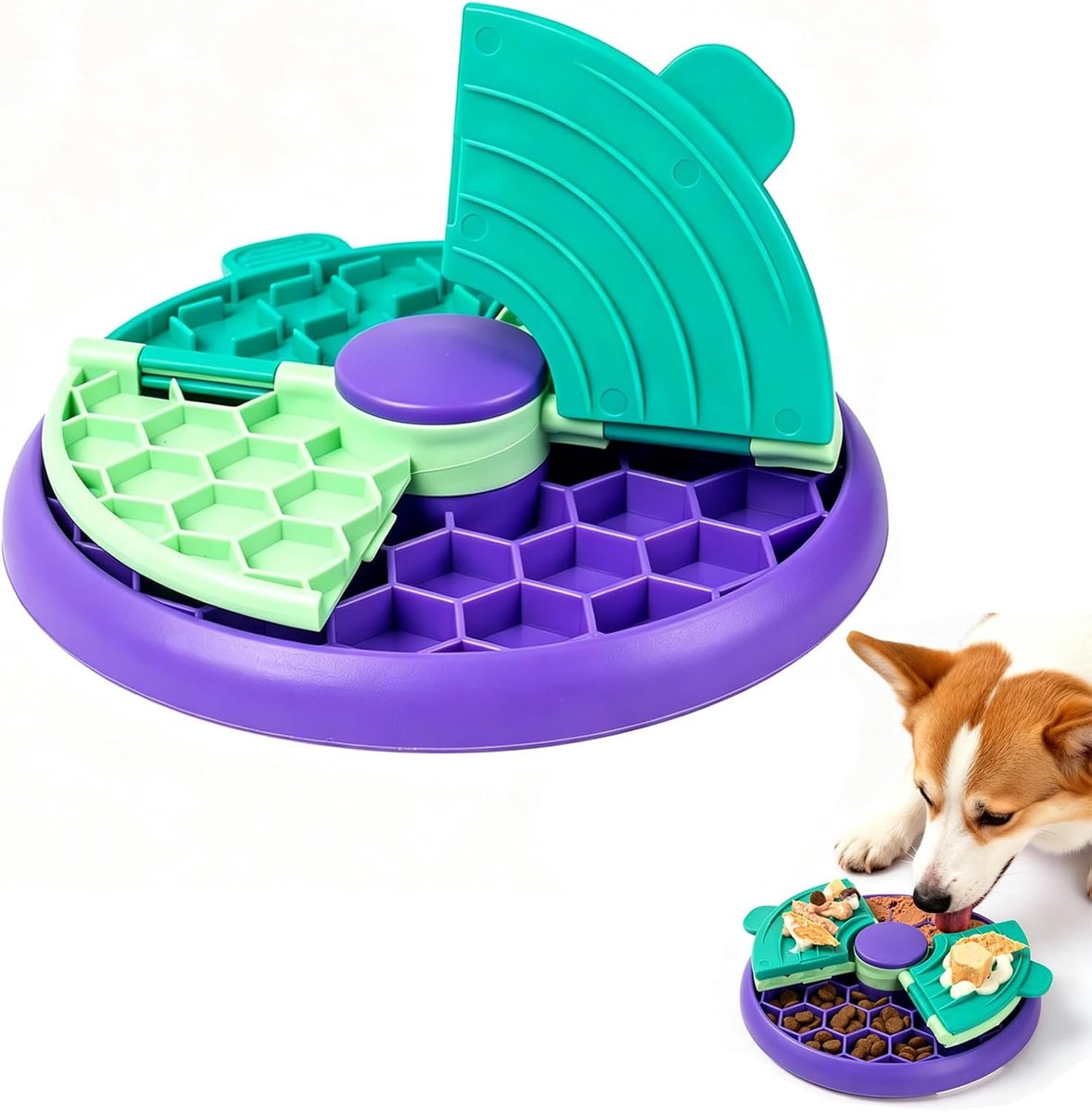 Anti-schrokbak hond Ø 21 cm - takkenbak - antislip - slow feeder voor gezond eten - ShopVlot