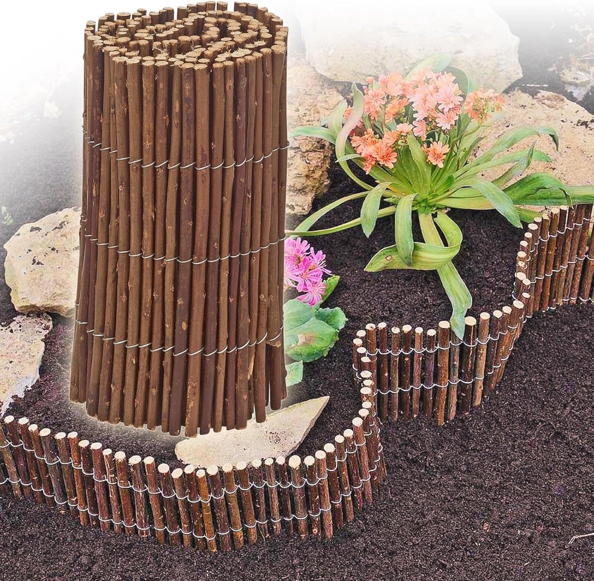 Tuinschutting houten wilg - flexibele schutting - weerbestendig - voor elegante tuinomranding - ShopVlot