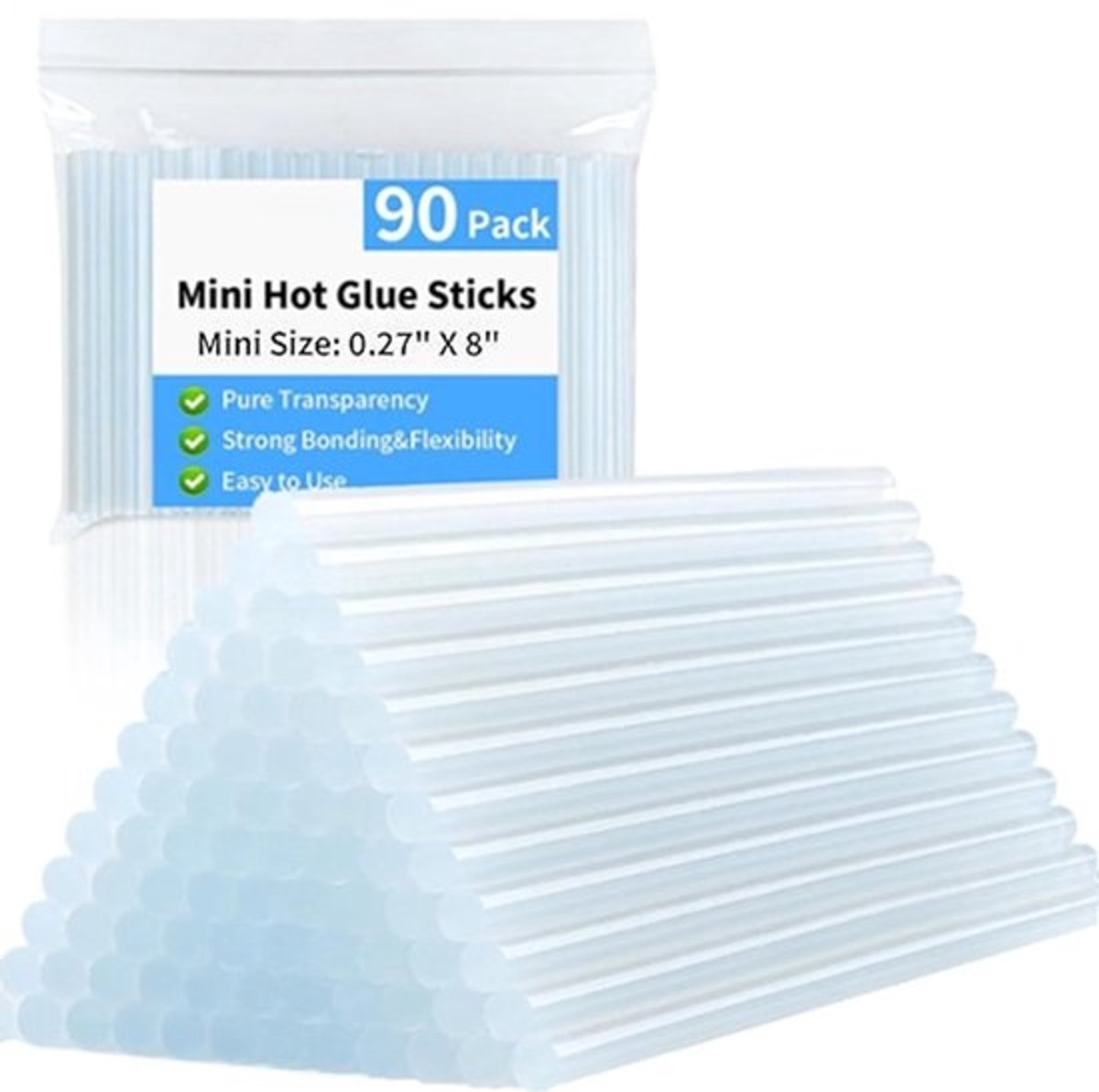 Mini-lijmsticks - Knutsel-lijm - Voor hobby en decoratie - 90 stuks - Transparant - 0,7 x 20 cm