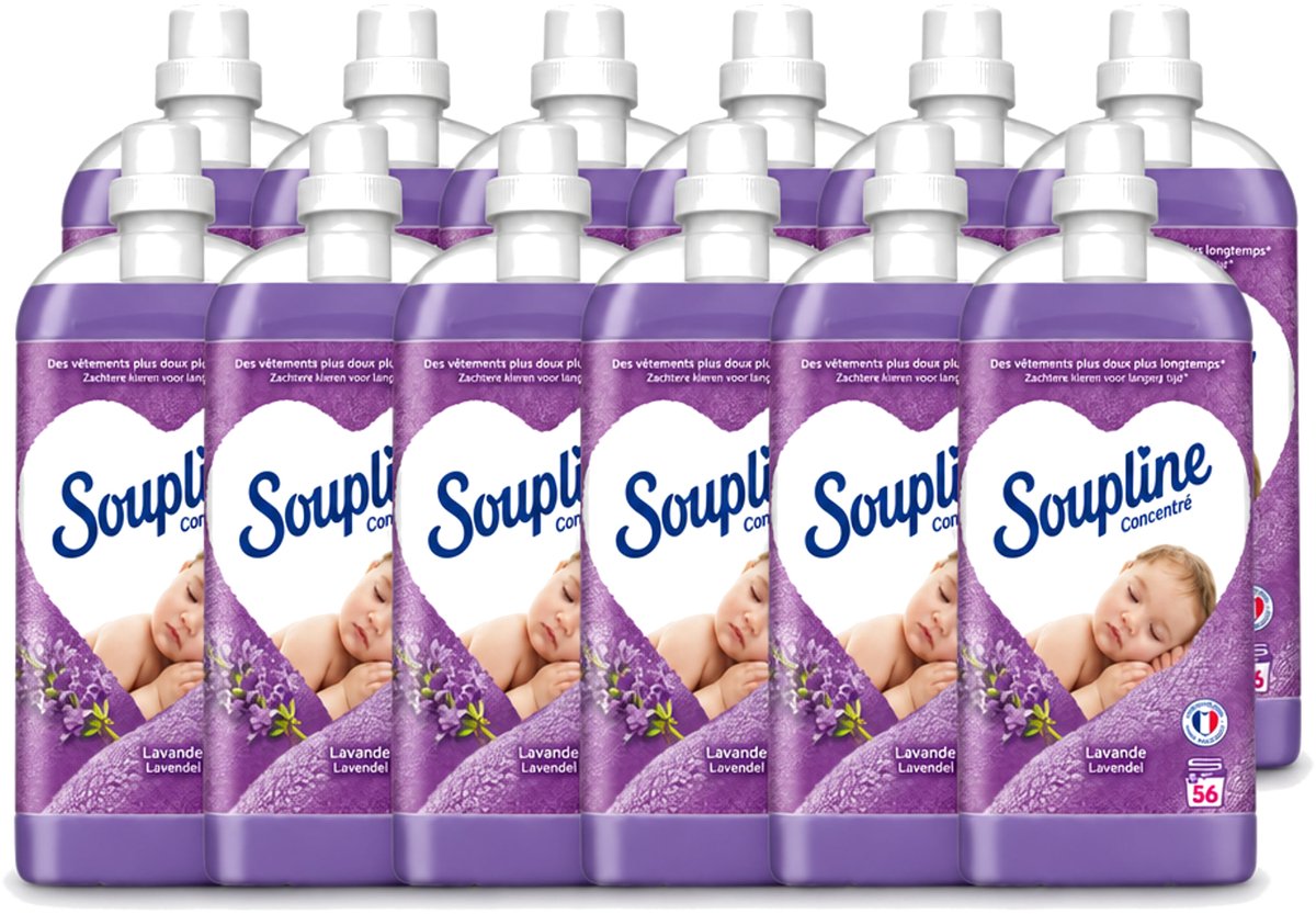 12 x Soupline - Wasverzachter - Lavendel - 56 Wasbeurten - 1.3L - Voordeelverpakking - 12 stuks