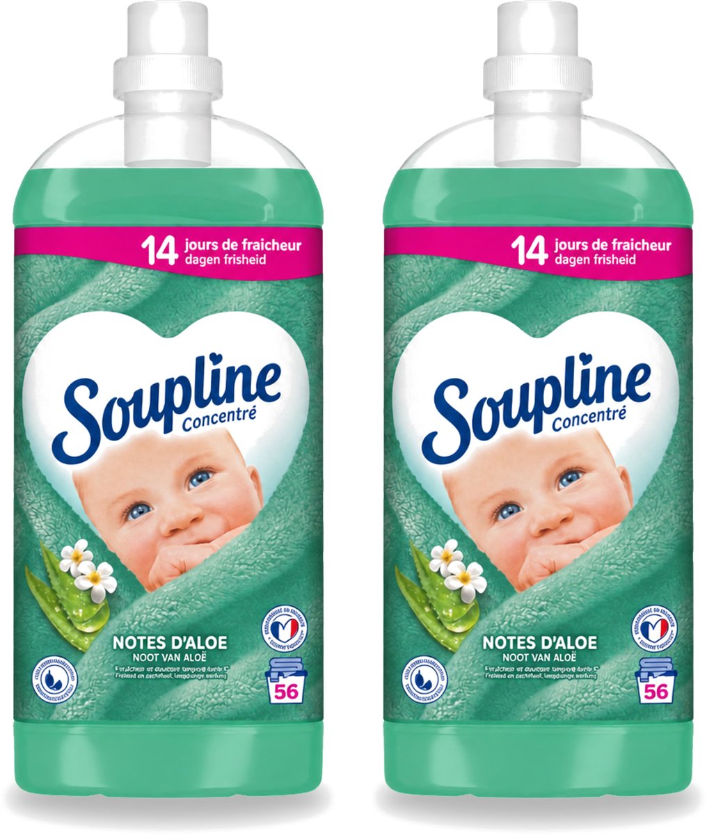 2 x Soupline - Wasverzachter - Aloë Vera - 56 Wasbeurten - 1.3L - Voordeelverpakking - 2 stuks