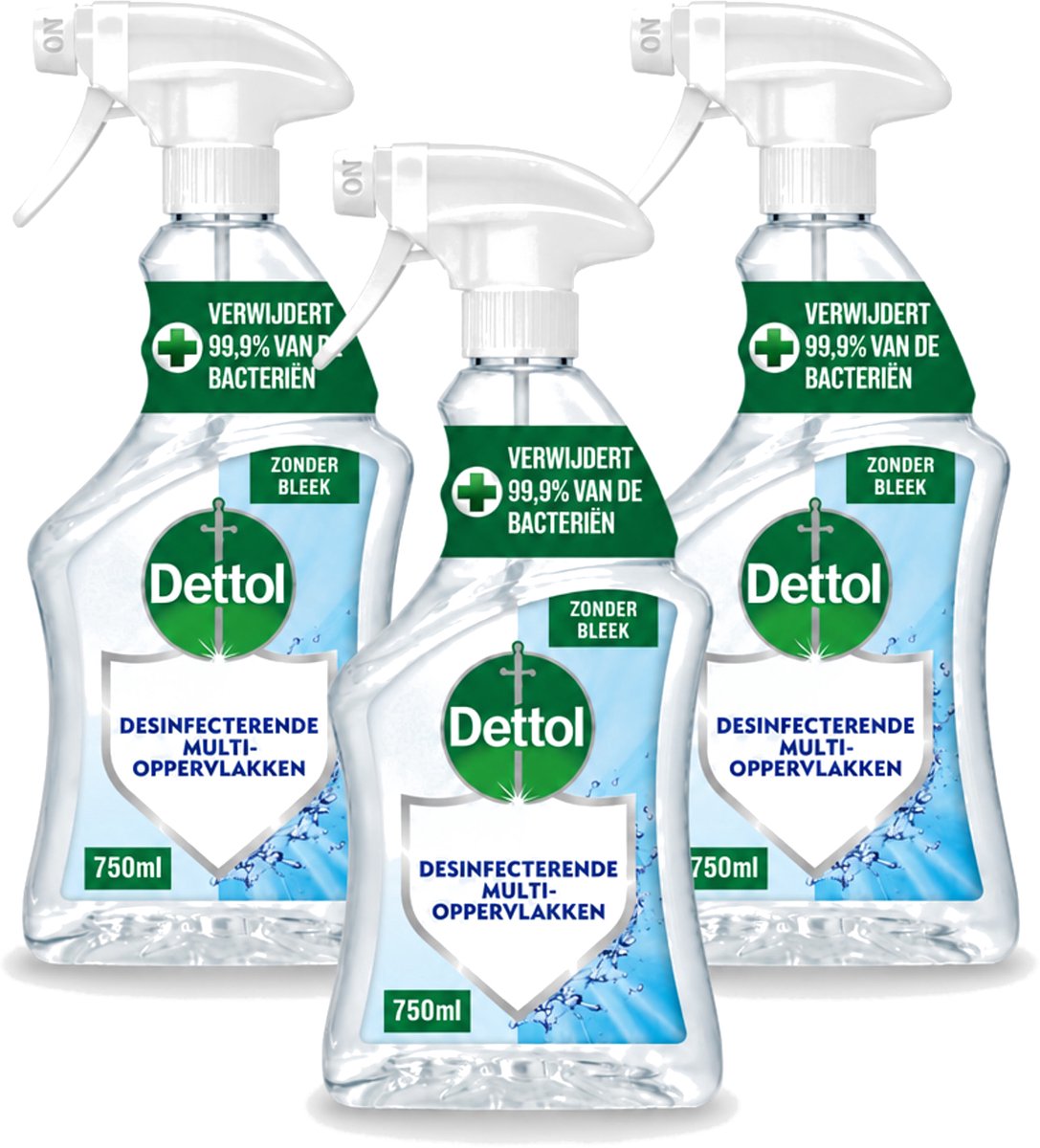 3 x Dettol - Allesreiniger - Spray - Zonder Bleek - Perfecte Hygiëne - 750ml - Bulkverpakking - 3 stuks