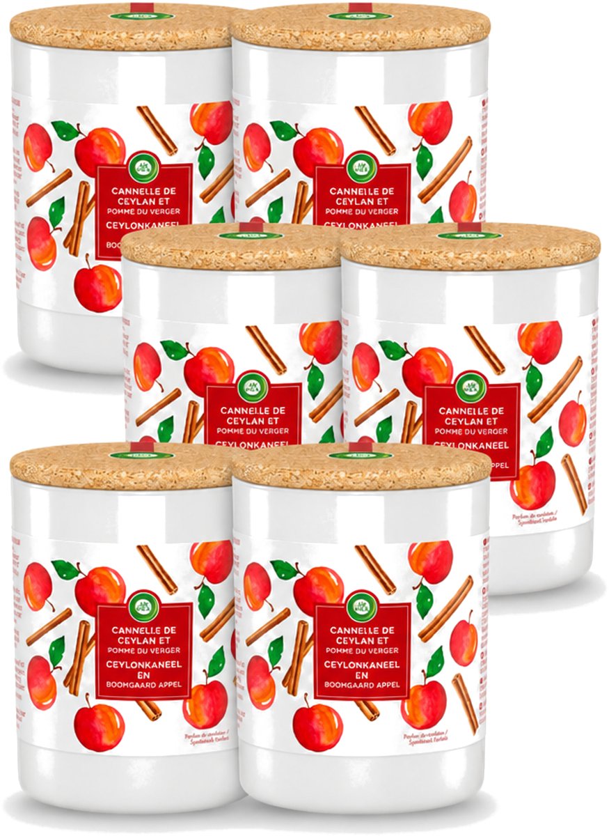 Air Wick 6 x Air Wick - Geurkaars - Kaneel & Boomgaard Appel - 35 Uur Brandduur - Voordeelverpakking - 6 stuks Rood