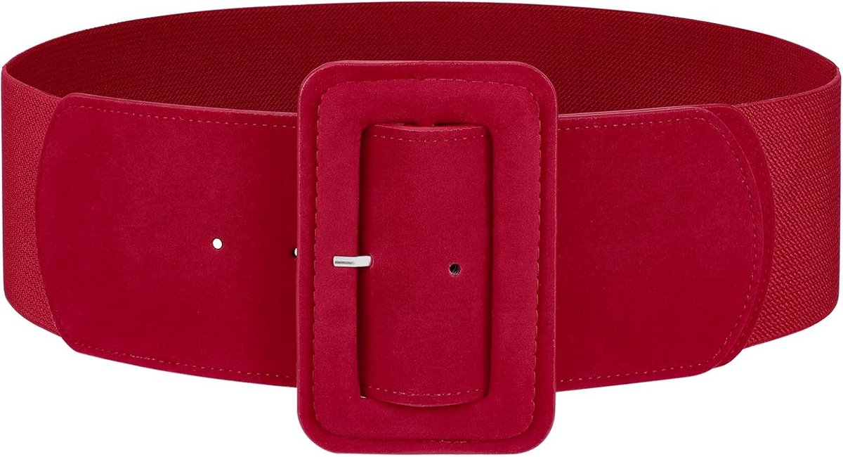 JasGood Women's Wide Belt Vintage Elastic Waist Belt Wide for Dress Coat, Red - ShopVlot