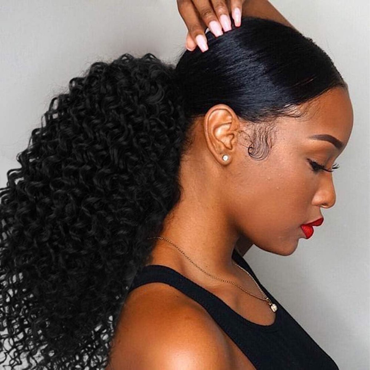 ColorfulPanda Ponytail Extension Hair Piece Hair Extension with Drawstring Long Wig Natural Black Afro Kinky Curly - ShopVlot