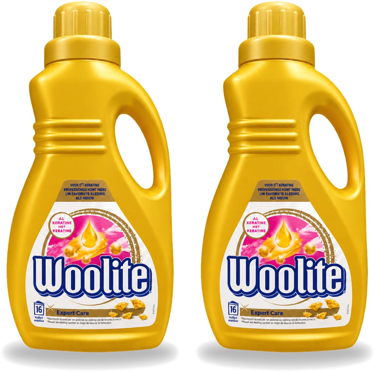 2 x Woolite Expert Care - Vloeibaar Wasmiddel - Met Keratine - Delicate Was - 16 Wasbeurten - 1L - Voordeelverpakking - 2 stuks