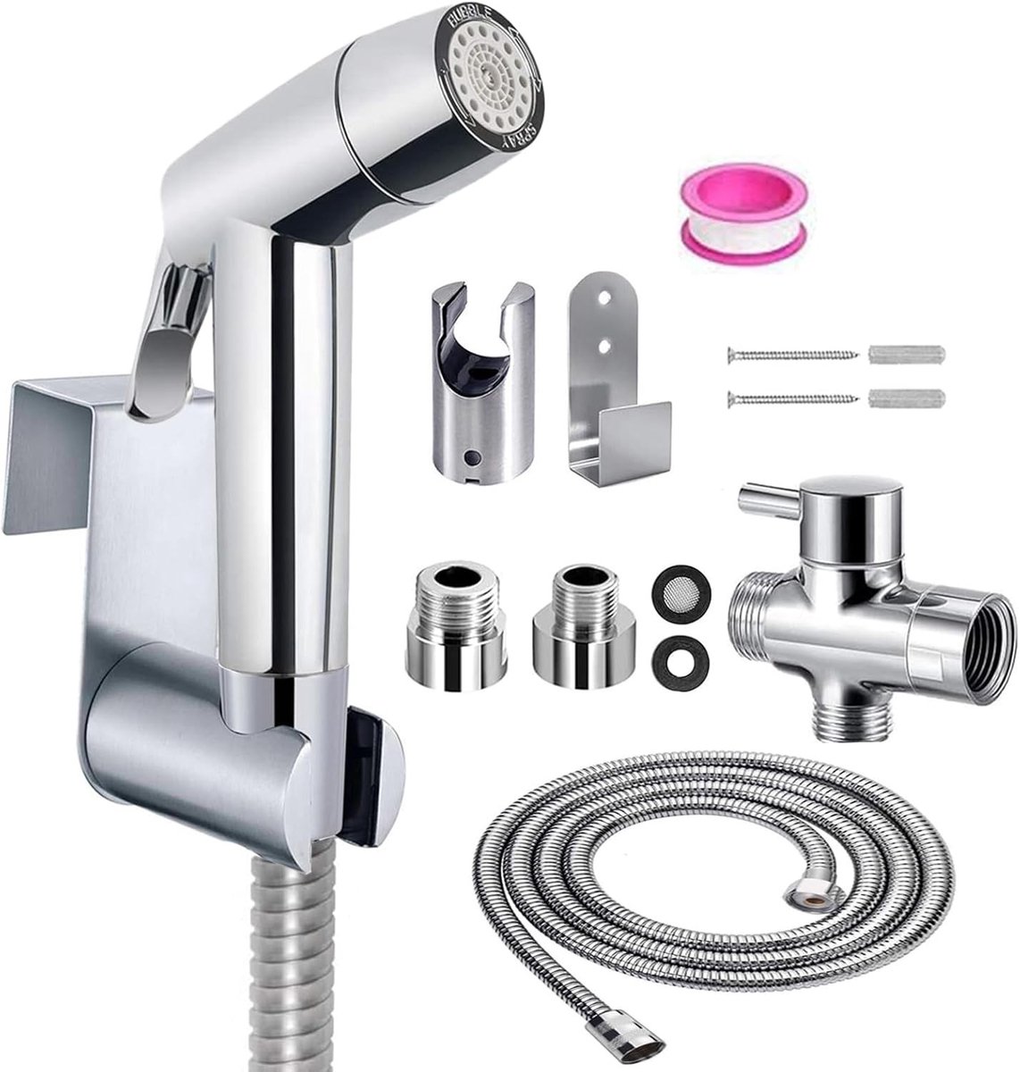 Premium Handdouche Set voor Bidet met G1/2" Ventiel en G3/8" Syringe voor Badkamer Hygiëne en Toiletreiniging