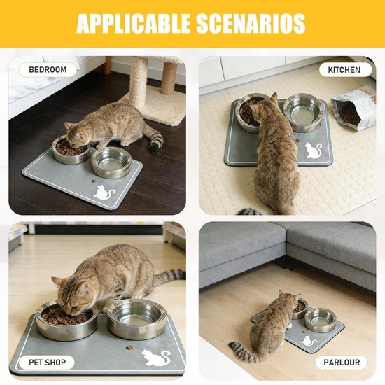 Set van 2 Voedingsmatten voor Honden en Katten, Waterdichte en Antislip Pet Mat, Ideaal voor Eten en Drinken, 30 × 40 cm — afbeelding 3
