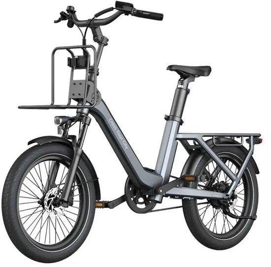 ADO Air One Ultra - Elektrische Fiets - 20 inch - 250W motor - Actieradius tot 100 km - Automatische 3 versnellingen - 370Wh accu - Voorvering - Grijs — afbeelding 4