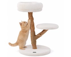 Jake and Jacky Krabpaal voor Katten Hout - Vegan Rabbit Fur Stof - Jute - Wit - 50x50x75cm