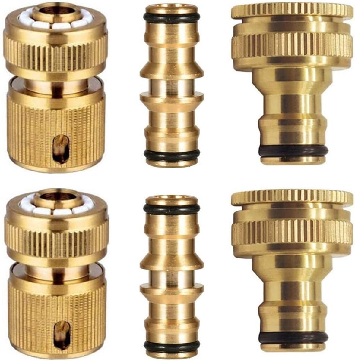 6 Pcs 1/2 Inch Hose Connector Brass Hose Coupling Quick Coupling and 3/4 Inch 2-in-1 Faucet Connector, Garden Hose - ShopVlot