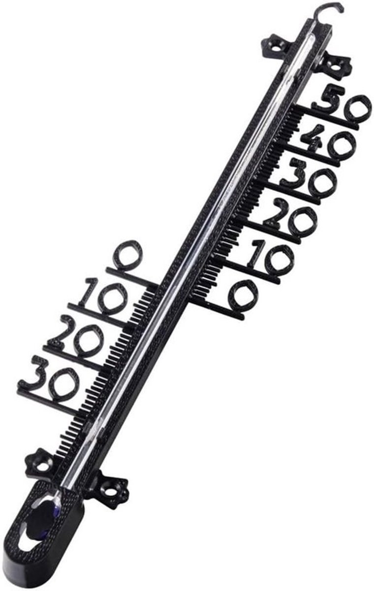 Omgevingsthermometer - binnen en buiten - Temperatuurmeter - voor weerstation - Klimaatmonitor - Analoge meting - weerbestendig - 26 cm hoog - zwart