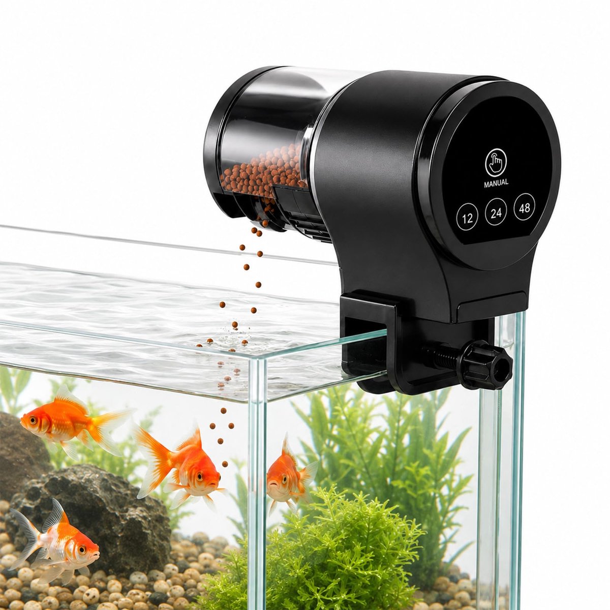 Automatische voederdispenser voor vissen, automatische voederdispenser voor aquarium, 100 ml, vochtreservoir voor - ShopVlot