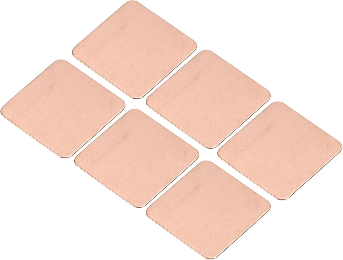 sourcing map 6pcs Heat Sink Copper Pad Washer, 15mm x 15mm x 0.3mm, Heat Conducting Heat Sink for Electronic Chip - ShopVlot