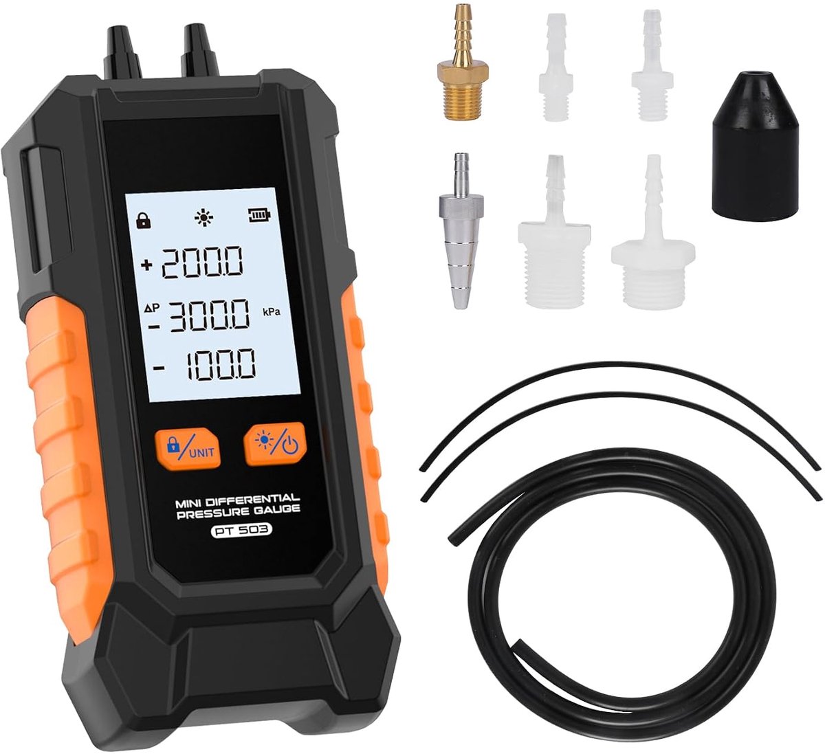 Digital differential pressure gauge, -101-200 kPa pressure gauge ± 0.5% FS, high-precision gas pressure gauge, 6 - ShopVlot