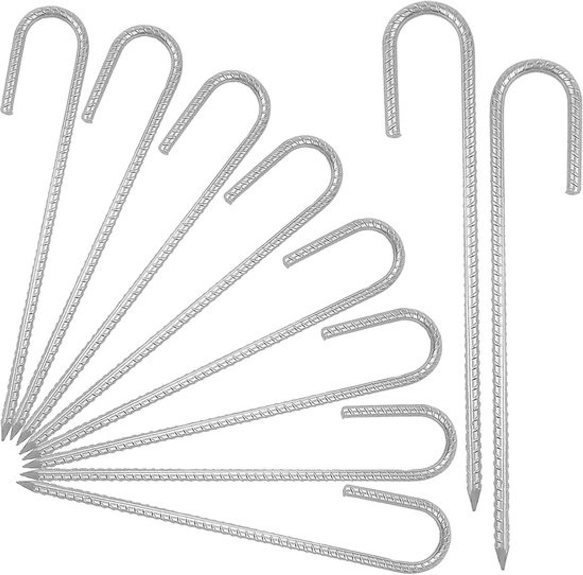 10x stevige grondpennen - 30 cm - Geleed staal - Haringen voor trampoline, tent en schutting
