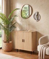 Mano – Dressoir – L 80 × B 40 × H 85 cm – Eikenhoutlook & Zwart Metaal – 100% FSC-gecertificeerd hout