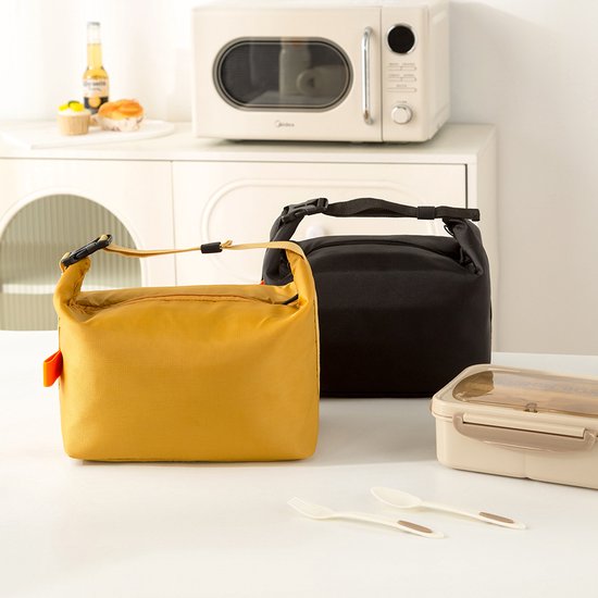 Geïsoleerde lunchtas met dikke aluminiumfolie-voering – Lekvrije thermische bentotas voor werk, school en picknicks – Ruime koel-/warmhoudtas – Inclusief verstelbare schouderriem – Geschikt voor alle leeftijden – Geel van ZVD — afbeelding 3