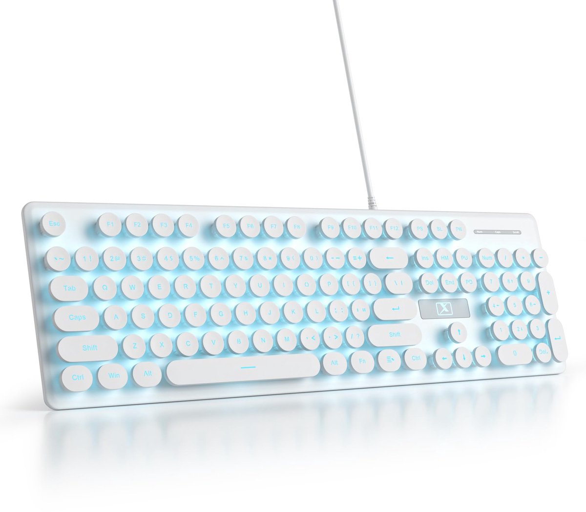 SnelShoppen - Membraantoetsenbord 100% - Punk Typewriter Volledige Grootte 104 Toetsen - Retro Ronde Toetsenkapjes - LED-verlichting - Slank Bedraad T
