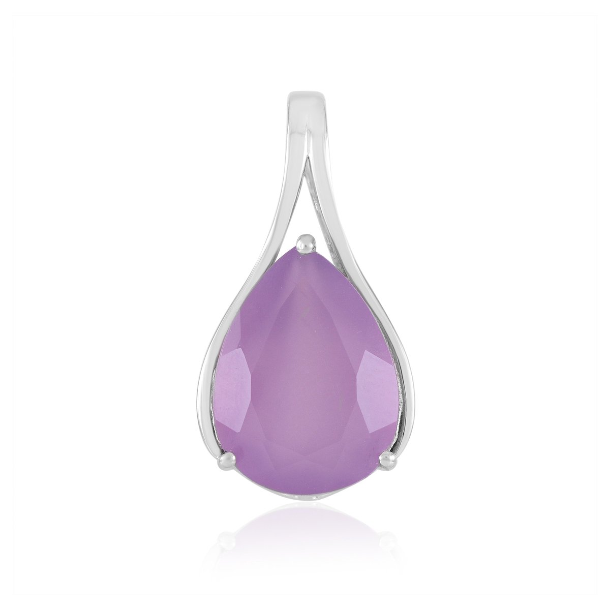 Cavill - Zilveren Hanger - 925 Sterling Zilver Gerhodineerd - Lavendel Chalcedoon 6,705 ct Peervormige Druppel - Elegante Damessieraden