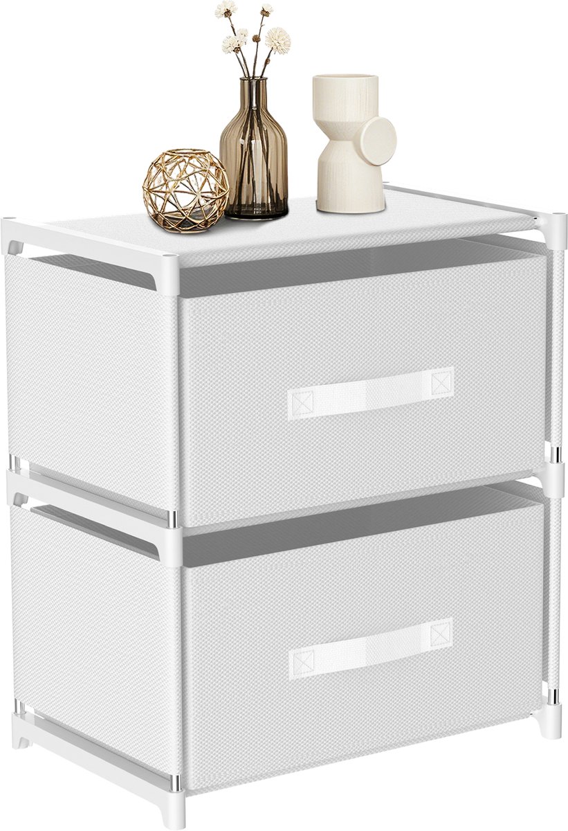 Arvioo - Opbergkast - 2 lades - Wit - 40x26x46cm - Eenvoudige montage