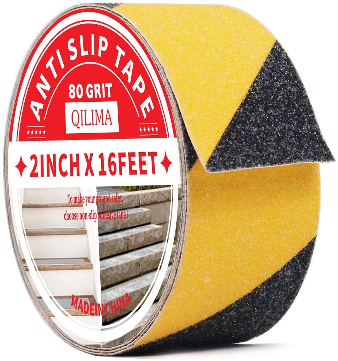 Niet-slip grip tape 50 mm x 5 m - Zwart Geel - Voor traptreden, vloeren en buitengebruik