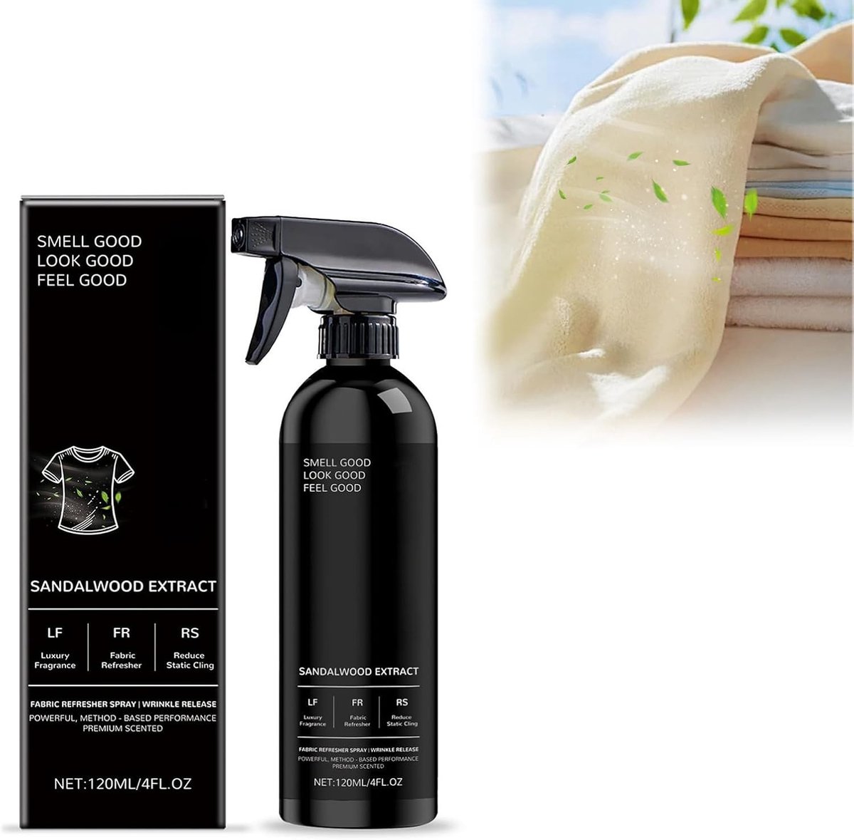 Intensieve geur spray voor textiel, 120 ml, frisse geur, antistatisch effect en snel in gebruik voor alle stoffen