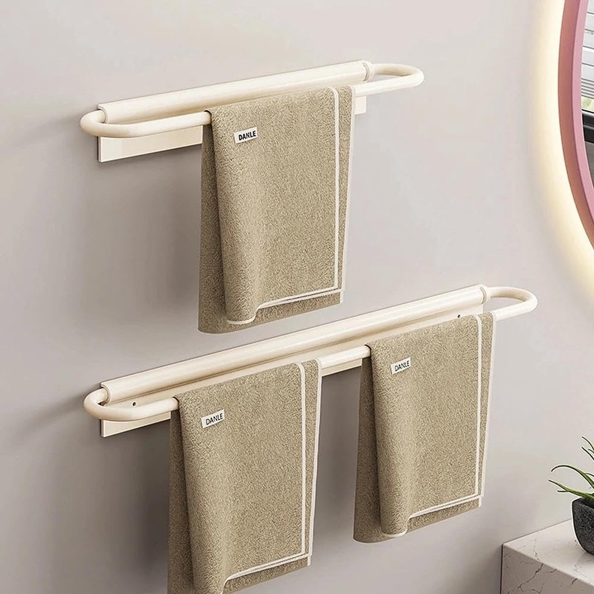 30 cm handdoekhouder badkamer inklapbaar, crèmewit handdoekstang - ShopVlot