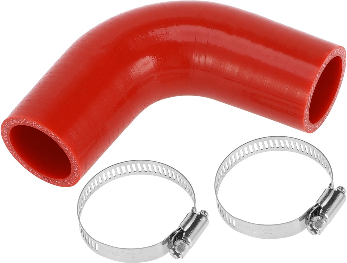 A ABSOPRO 1 Set 35mm/1.38" ID 90mm/3.54" Lengte 90 Graden Rode Auto Silicone Slang Met Klemmen Koelvloeistof Slang - ShopVlot