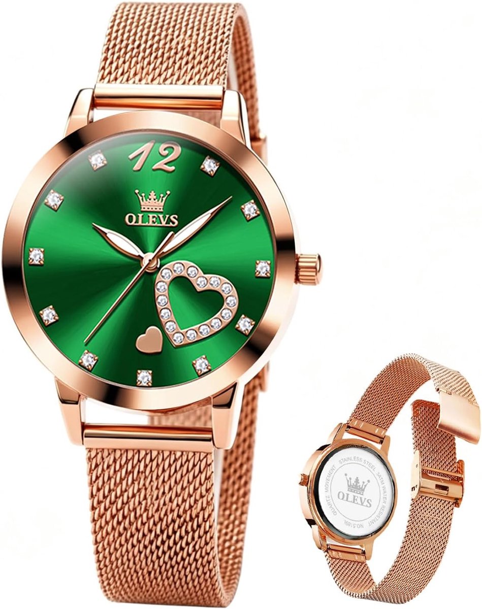 Stainless Steel Ladies Watch with Rose Gold Milanese strap. - ShopVlot