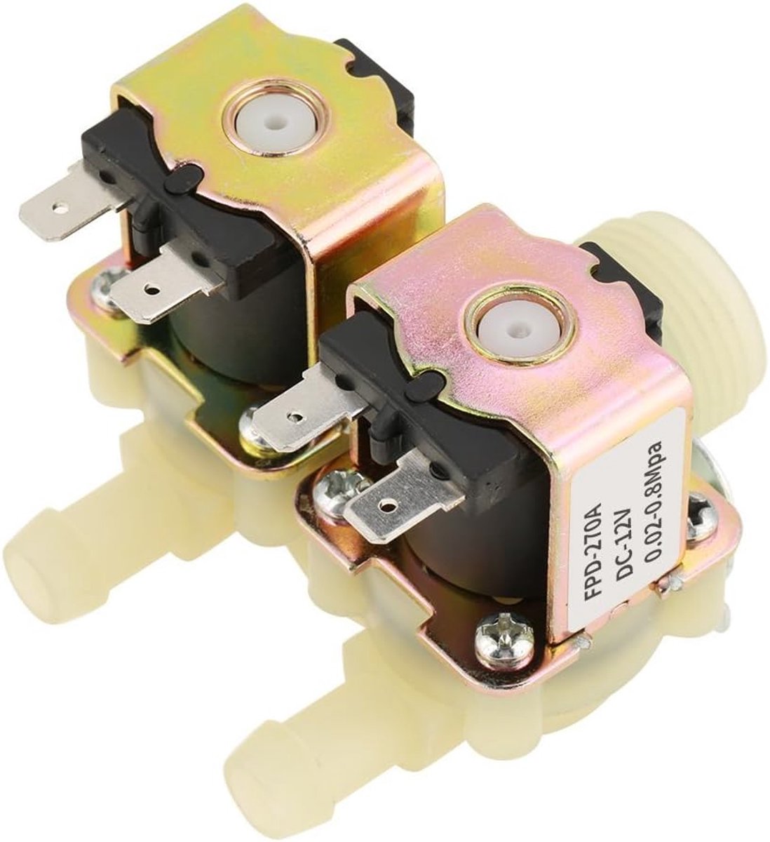 DN20 G3/4 Solenoid Valve DC 12V, Double Head Water Inlet Solenoid Valve for Washing Machine Normally Closed, Standard - ShopVlot