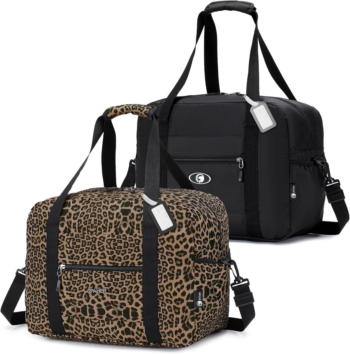 Reisweekendtas 40x30x15 voor Handbagage - Vouwbare Sporttas voor Mannen en Vrouwen - Lichtgewicht Fitness- en Cabin Bag, Zwart