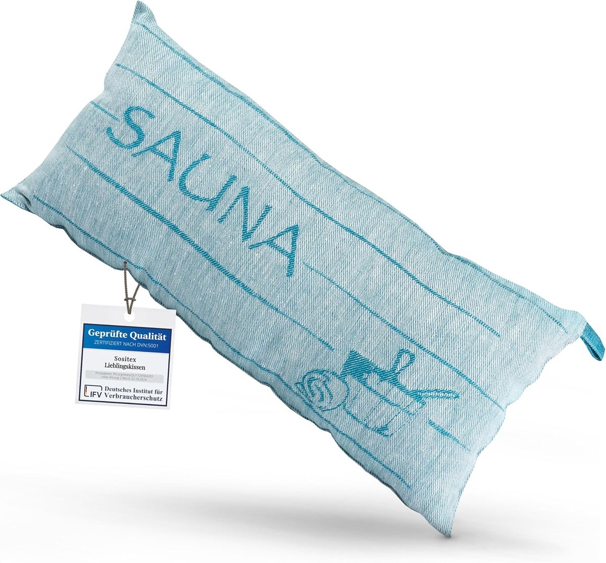 Saunakussen 45 x 22 cm - linnen/katoen - ontwerp SAUNIA - ideaal voor wellness - ShopVlot