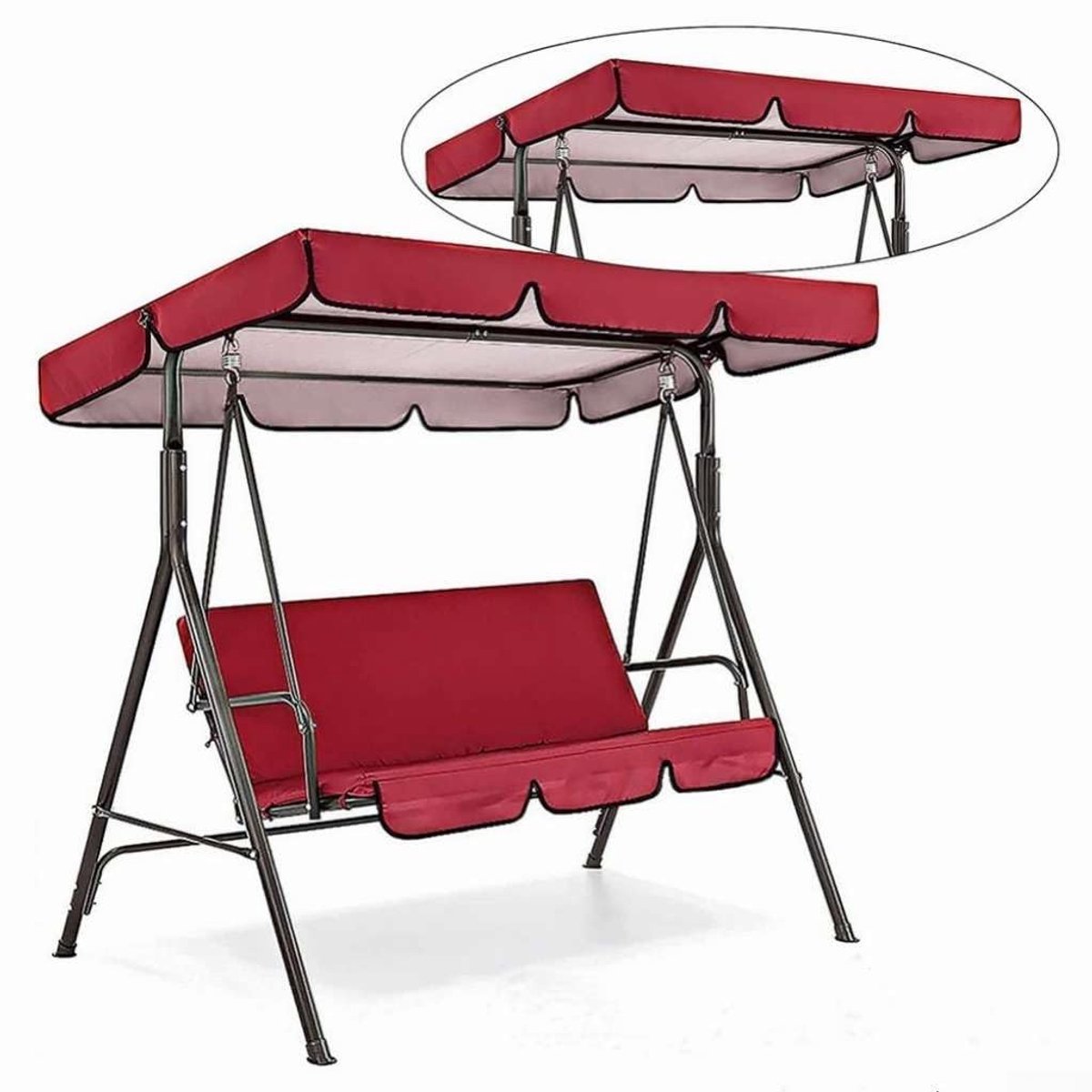3-zits schommelbank met luifel - metalen constructie - stevige zitting - ideaal voor tuinrelax - Luxento