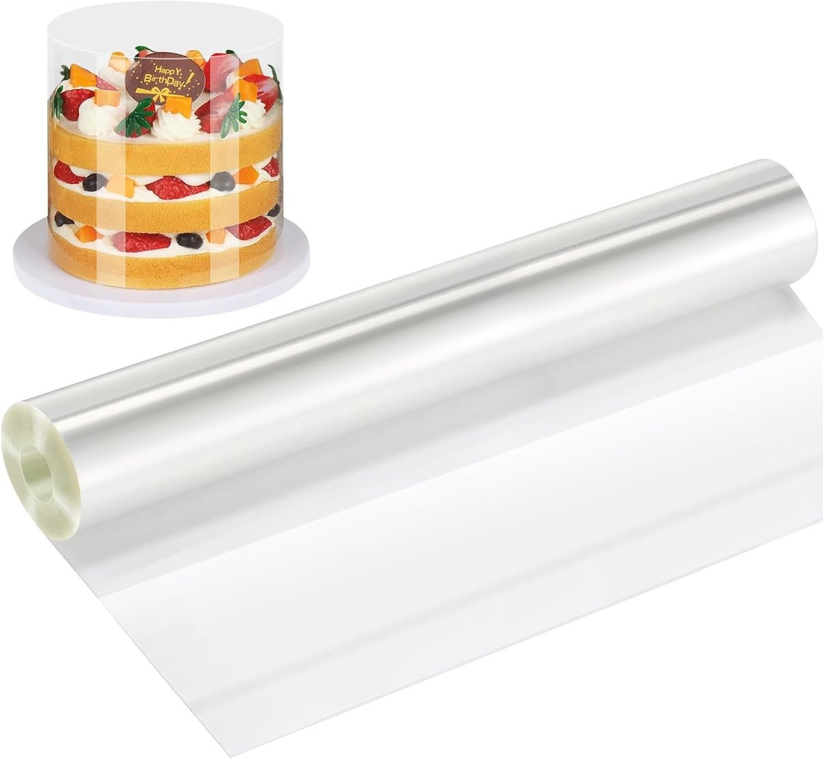 Hoogwaardige transparante cakefilm van 30 cm voor perfecte afwerking en bescherming van taarten
