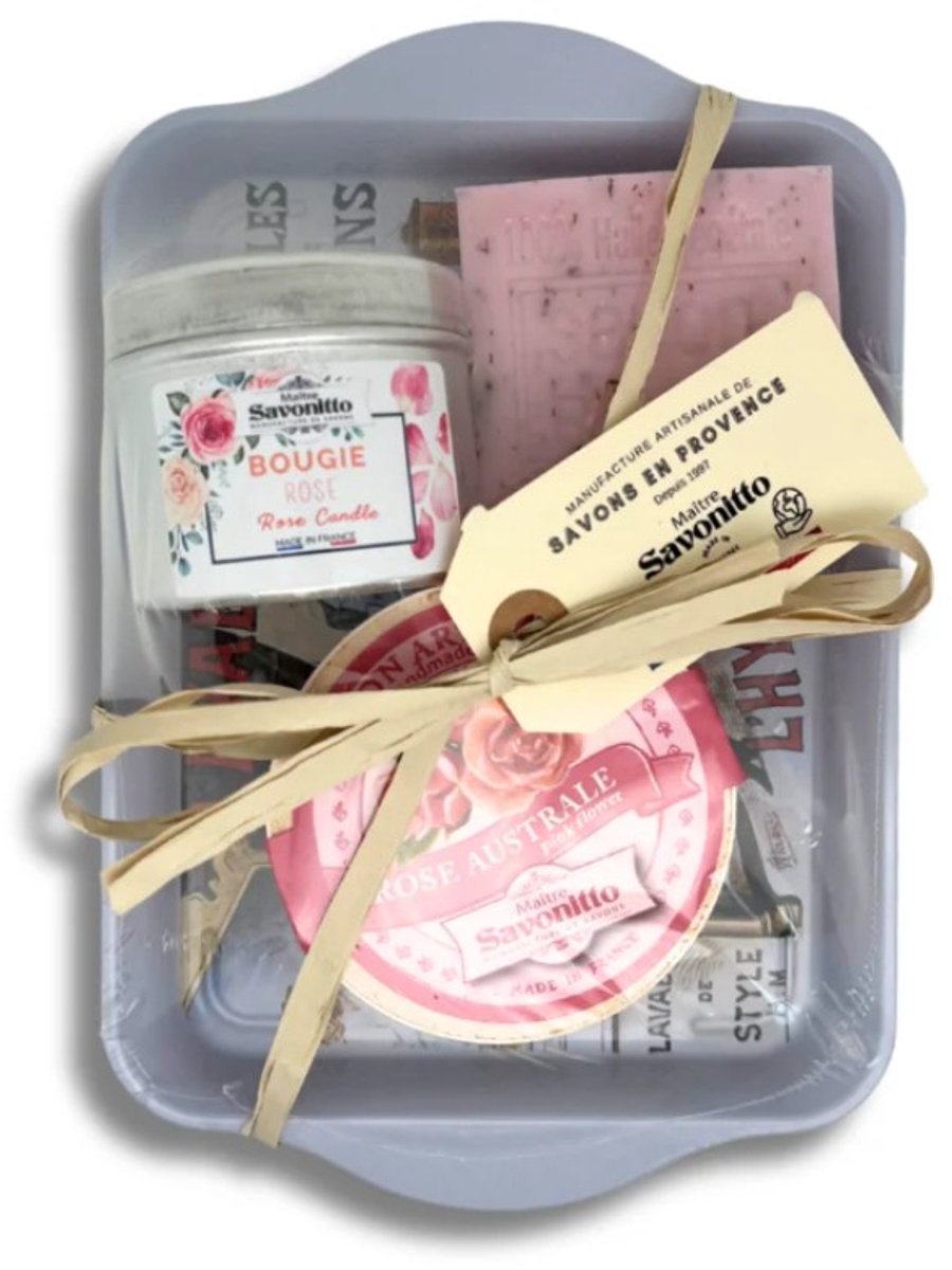 Kerstcadeaudoos - Roze - zeep geschenk - rozen - Maître Savonitto